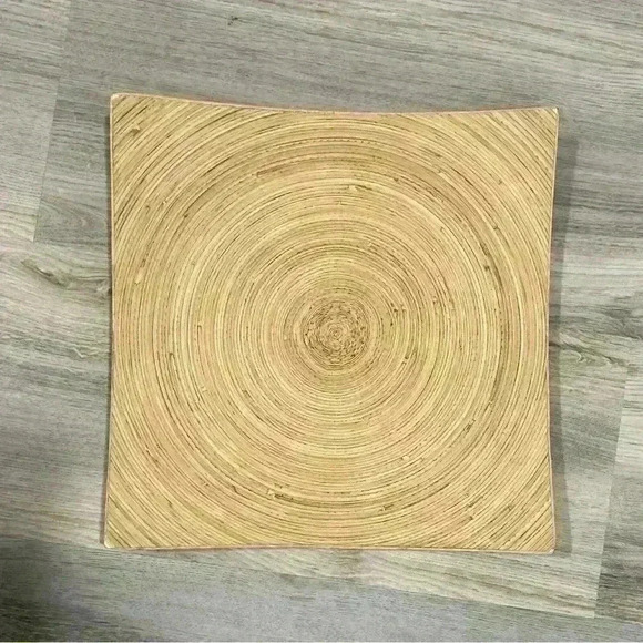 Bamboo Swirl Sushi Plate 12” Square Thailand Concave Sashimi Serving Platter - Picture 1 of 10